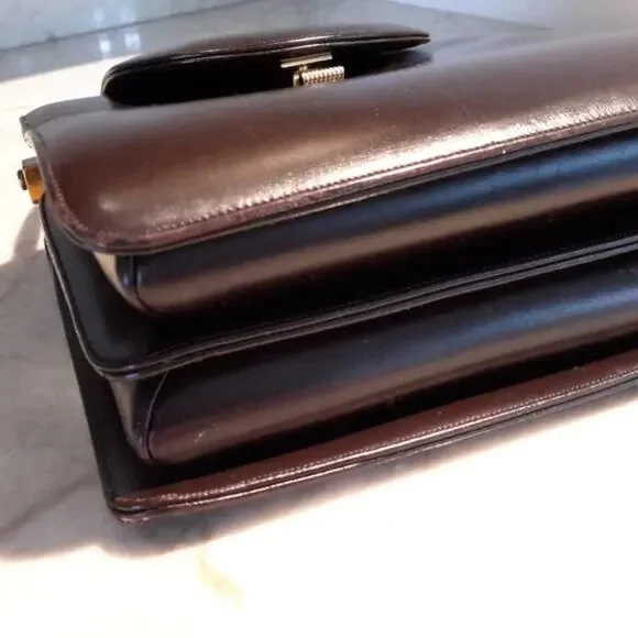 1960s VNTG VERY RARE Judith Lieber Couture Satchel Brown Mini Peekaboo Handbag - Picture 8 of 9